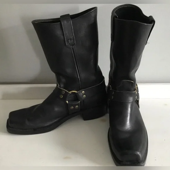 Vibram Biker Boots, 98 Snoot Toe, Black Leather, Men's sz 14 US, 48 EU